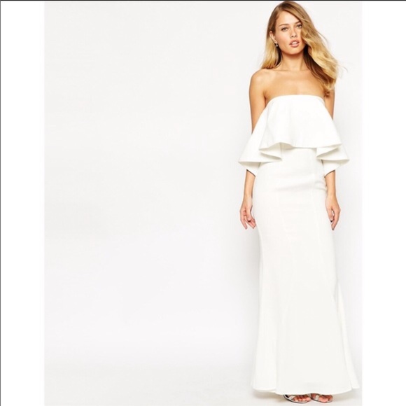 Jarlo Lily Bandeau White Strapless Maxi Dress size XXS